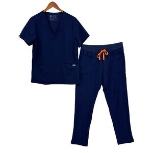FIGS Scrubs Set Shirt Pants Blue